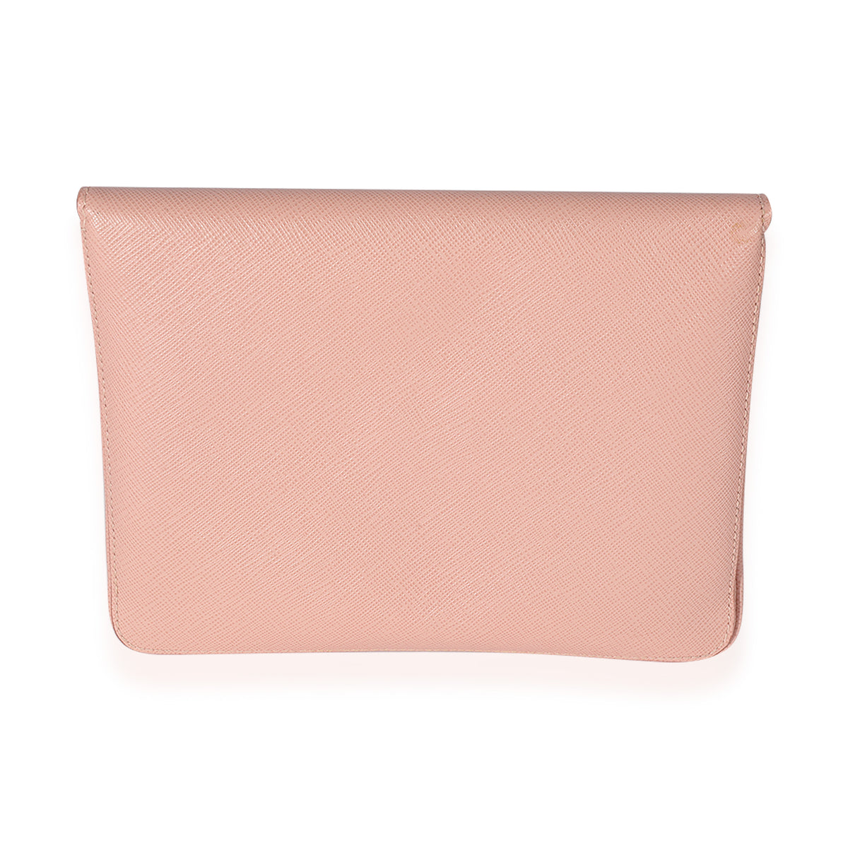 Prada Pink Saffiano Front Clasp Flap Clutch