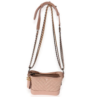 Chanel Pink Aged Calfskin Chevron Quilted Small Gabrielle Hobo