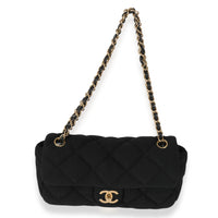 Chanel Black Quilted Distressed East West Flap Bag at Jill's