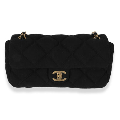 Chanel Black Quilted Jersey East West Flap Bag