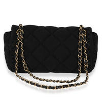 Chanel Black Quilted Jersey East West Flap Bag