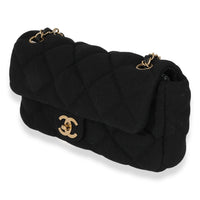 Chanel Black Quilted Jersey East West Flap Bag