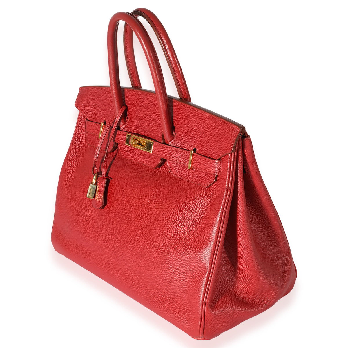 Hermes 30cm Rouge Vif Courchevel Leather Birkin Bag with Gold, Lot #56578