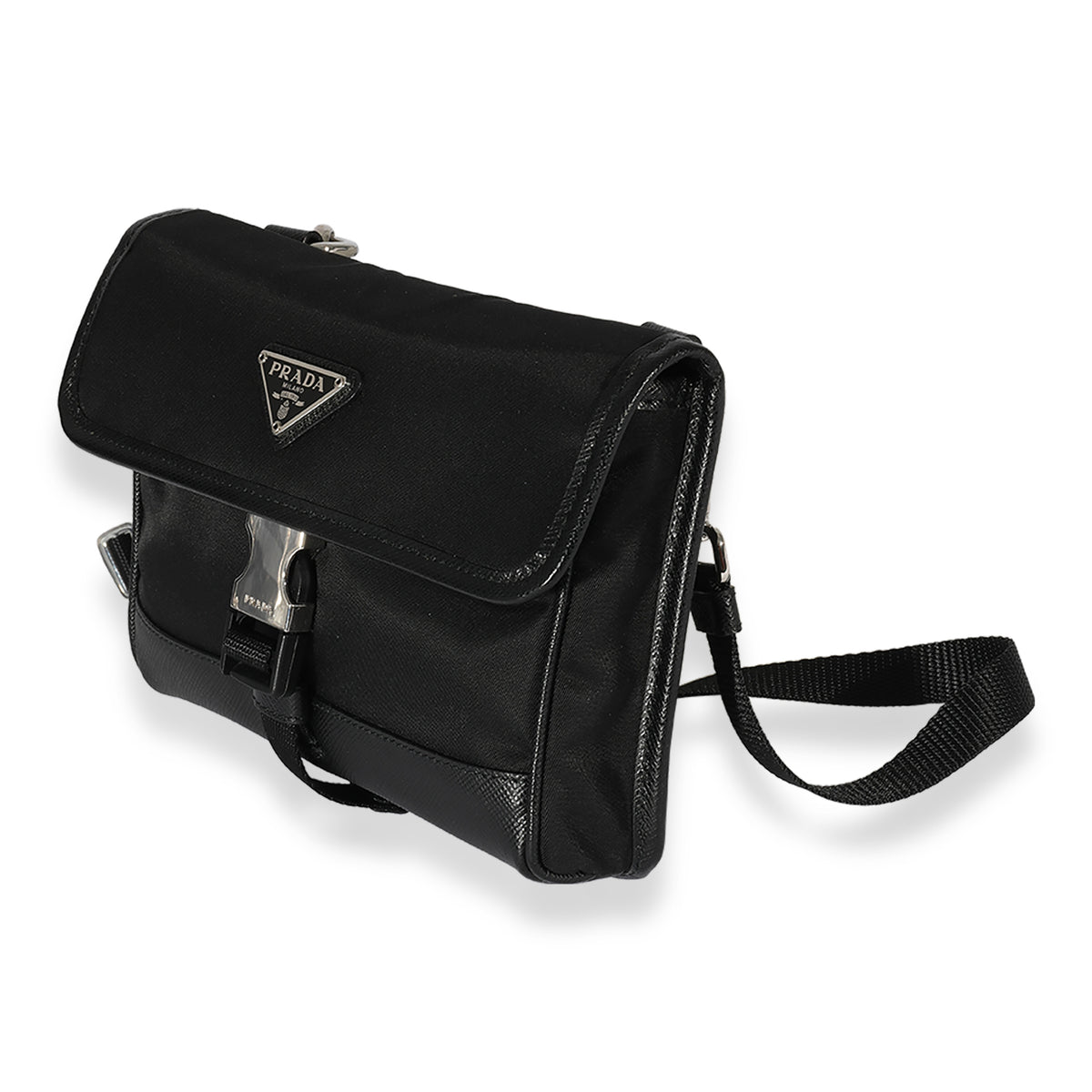 Prada Men's Re-Nylon and Saffiano Leather Shoulder Bag (Black)