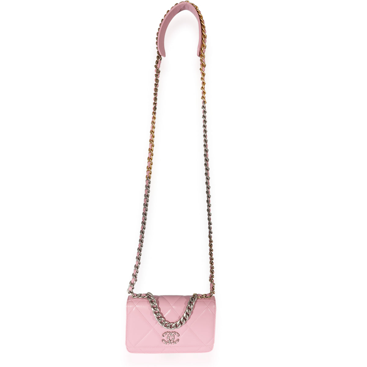 Chanel Pink Lambskin 19 Wallet On Chain