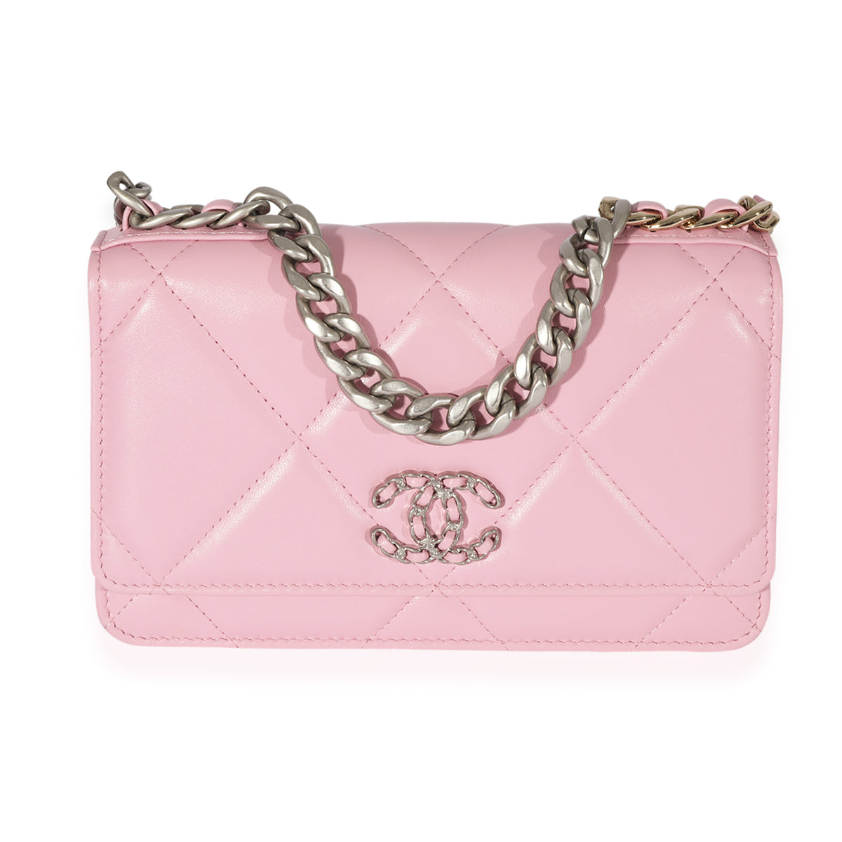 Chanel Pink Lambskin 19 Wallet On Chain