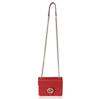 Gucci Red Leather Small Dollar Interlocking Chain Bag