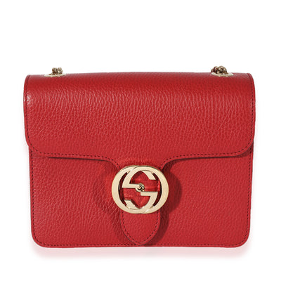 Gucci Red Leather Small Dollar Interlocking Chain Bag