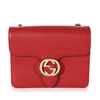 Gucci Red Leather Small Dollar Interlocking Chain Bag