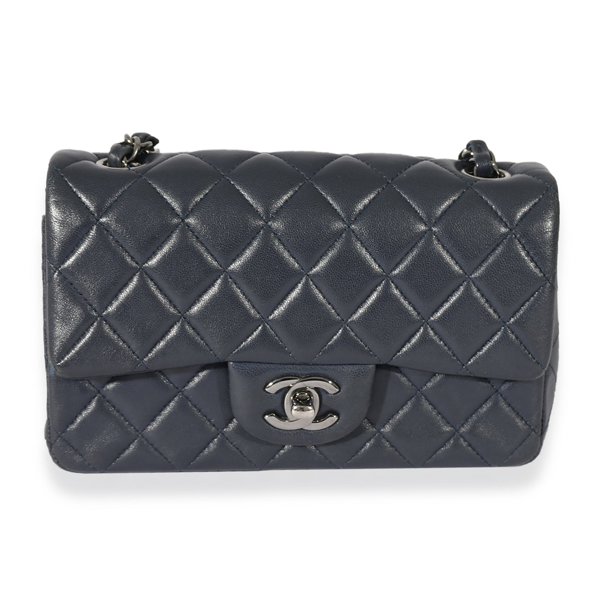Chanel Navy Quilted Lambskin Rectangular Mini Flap Bag