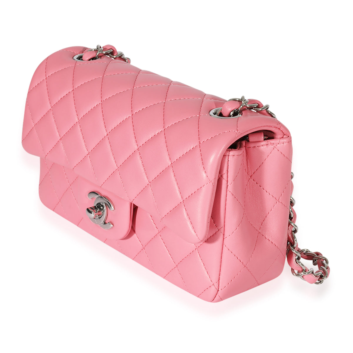 Chanel Pink Quilted Lambskin 21B Mini Rectangular Flap Bag