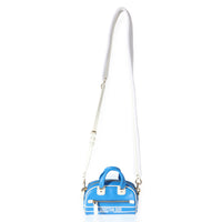 Dior Blue & White Smooth Calfskin Micro Vibe Zip Bowling Bag