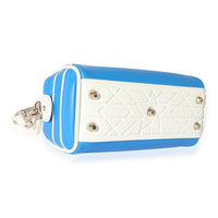 Dior Blue & White Smooth Calfskin Micro Vibe Zip Bowling Bag