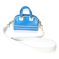 Dior Blue & White Smooth Calfskin Micro Vibe Zip Bowling Bag