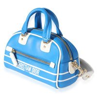 Dior Blue & White Smooth Calfskin Micro Vibe Zip Bowling Bag