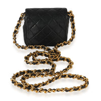 Chanel Vintage Black Quilted Lambskin Micro Flap Bag