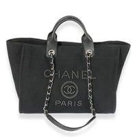 Chanel Black Canvas Pearl Large Deauville Tote