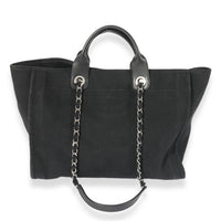 Chanel Black Canvas Pearl Large Deauville Tote