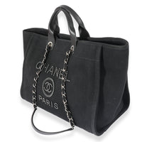 Chanel Black Canvas Pearl Large Deauville Tote