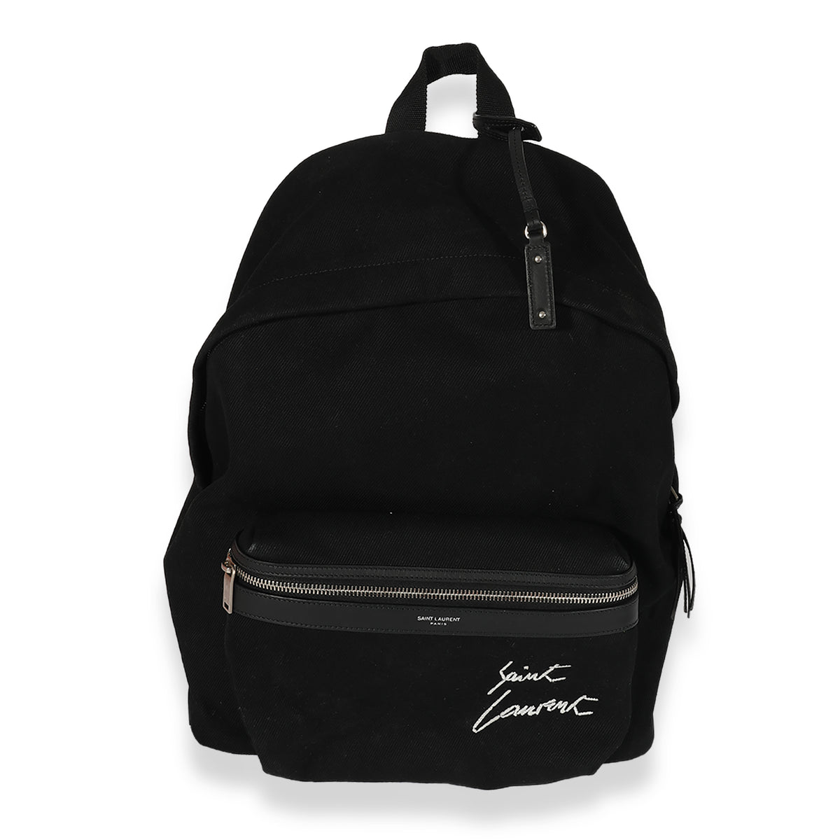 Saint Laurent Black Canvas Embroidered City Backpack