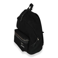 Saint Laurent Black Canvas Embroidered City Backpack