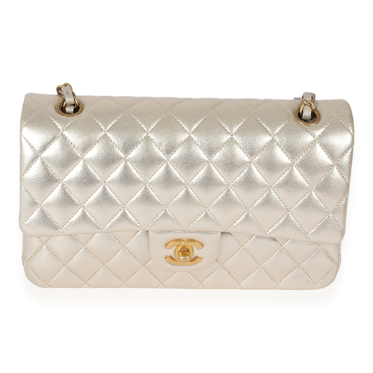 Chanel Pink Iridescent Quilted Lambskin Medium Classic Double Flap –  Madison Avenue Couture