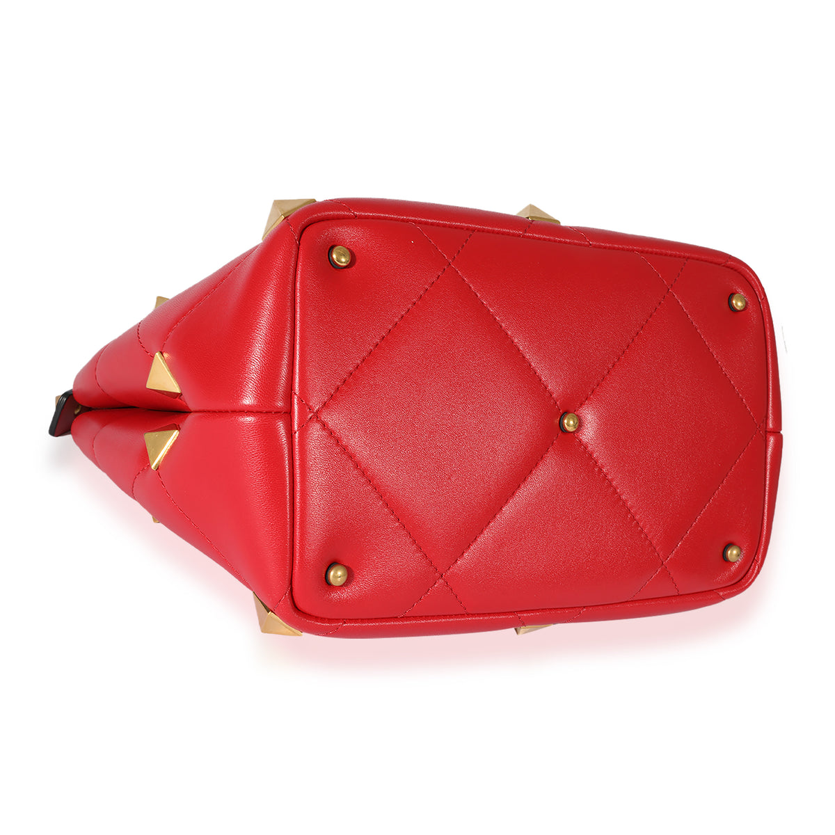 Valentino Red Leather Roman Stud Top Handle