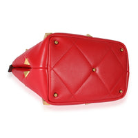 Valentino Red Leather Roman Stud Top Handle