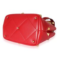 Valentino Red Leather Roman Stud Top Handle