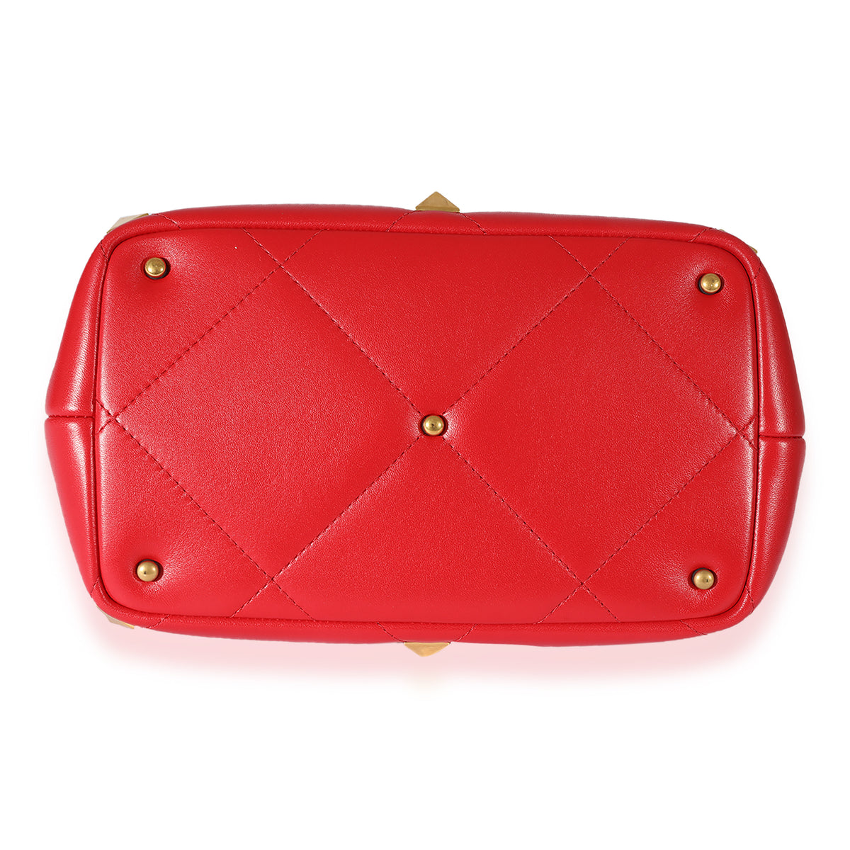 Valentino Red Leather Roman Stud Top Handle