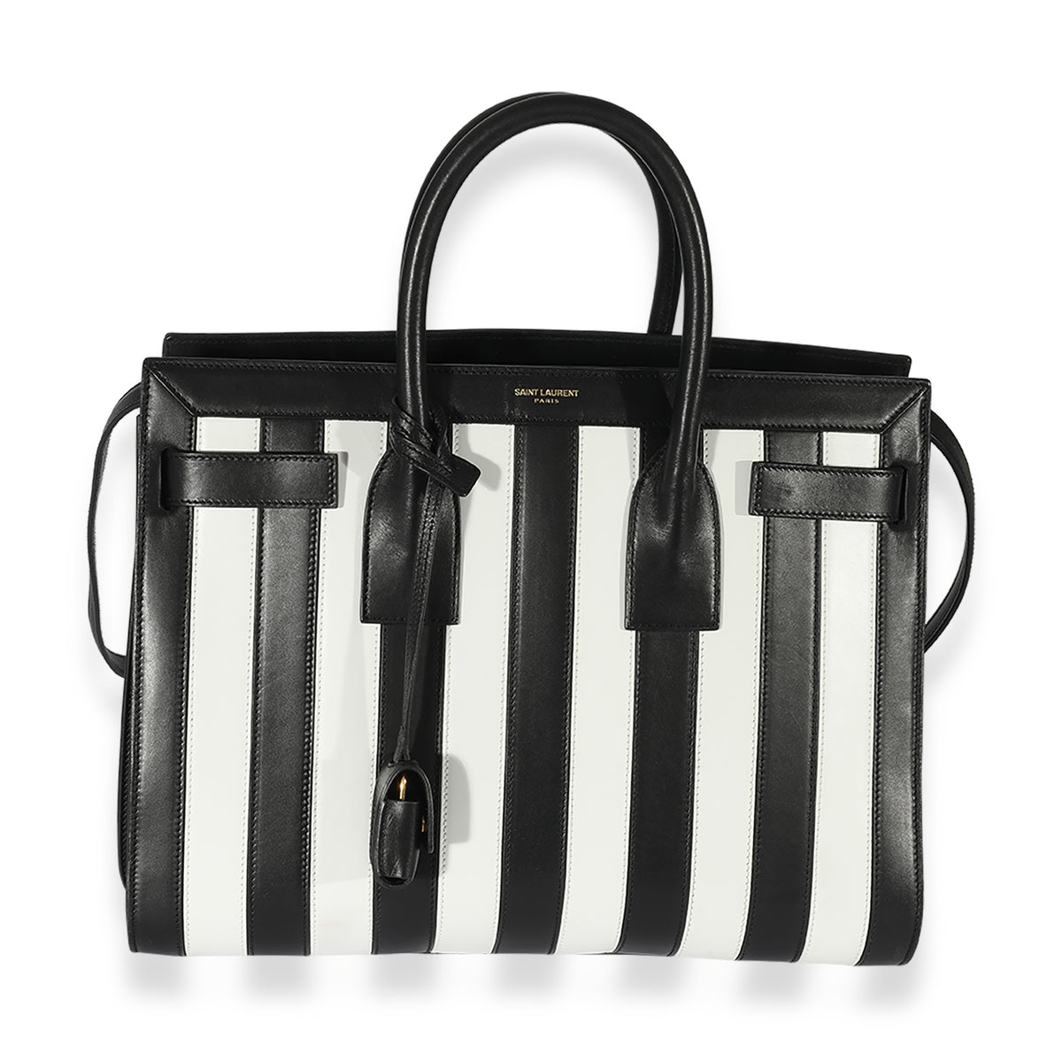 Saint Laurent Black White Stripe Small Sac De Jour