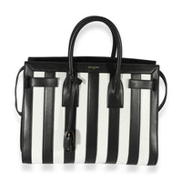 Saint Laurent Black White Stripe Small Sac De Jour