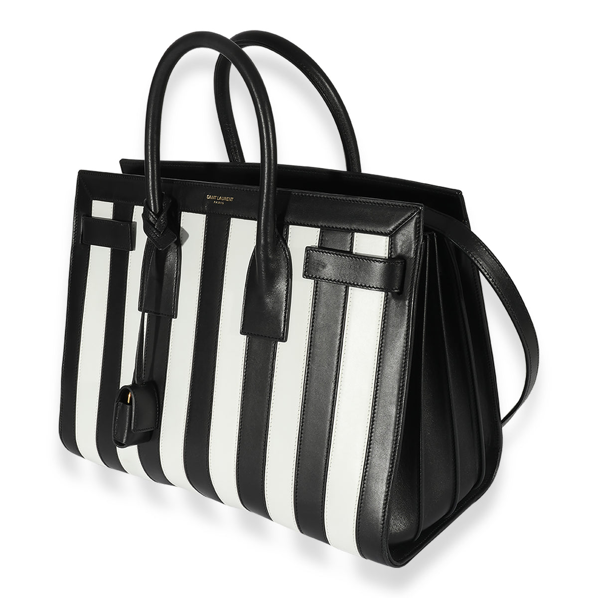 Saint Laurent Black White Stripe Small Sac De Jour