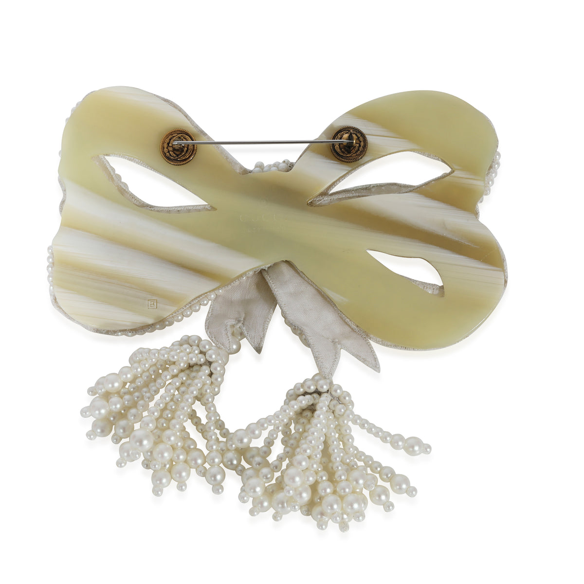 Gucci Faux Pearl Large Bow Brooch