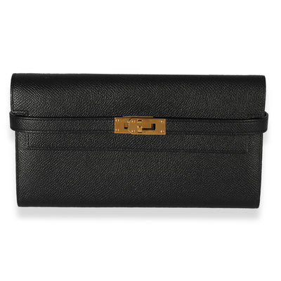 Hermès Black Epsom Kelly Classic Wallet GHW