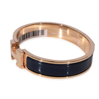 Hermès Rose Gold Plated Clic H Bracelet in Blue Abysse