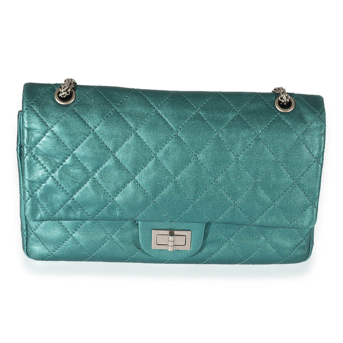 Chanel Green Metallic Leather 2.55 227 Reissue Flap Bag