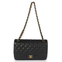 Chanel Black Quilted Caviar Classic Jumbo Double Flap Bag