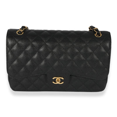 Chanel Black Quilted Caviar Classic Jumbo Double Flap Bag