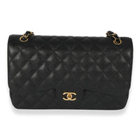 Chanel Black Quilted Caviar Classic Jumbo Double Flap Bag