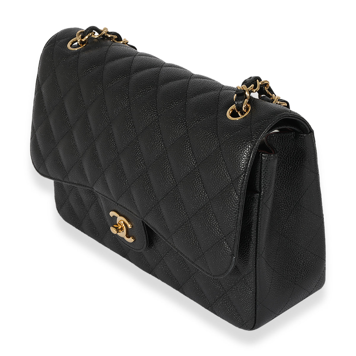 Chanel Black Quilted Caviar Classic Jumbo Double Flap Bag