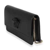 Versace Black Leather Medusa Chain Wallet