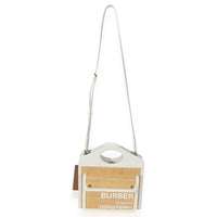 Burberry White Leather & Natural Raffia Mini Pocket Bag