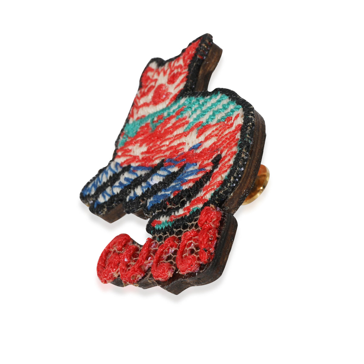 Gucci Embroidered Cat Pin