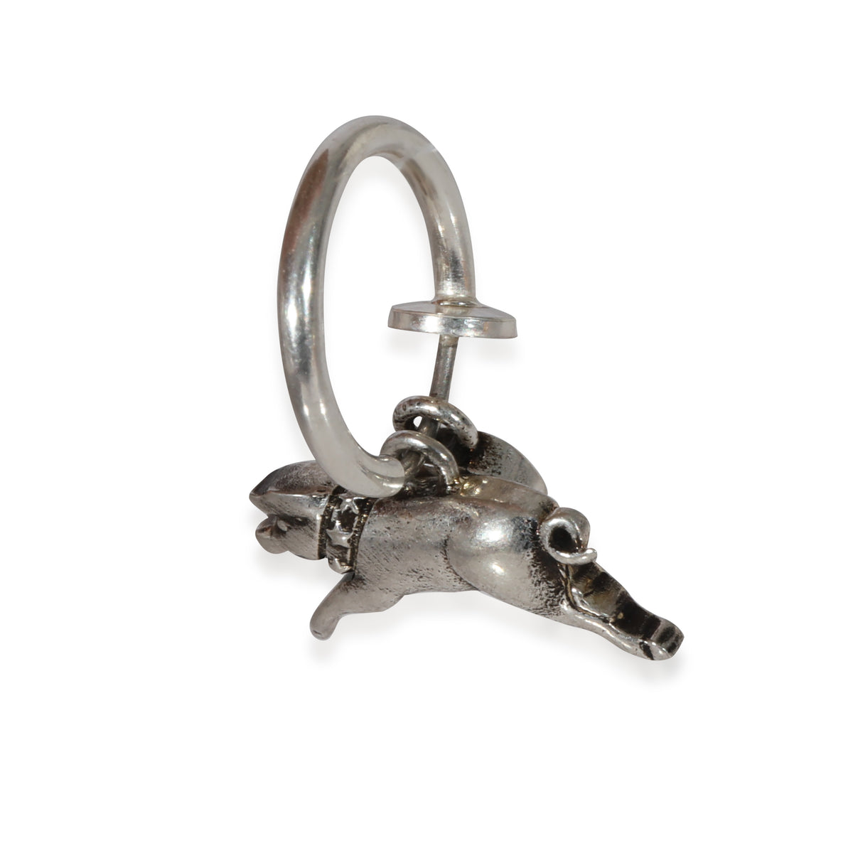 Gucci Single Pig Hoop Earring in Sterling Silver