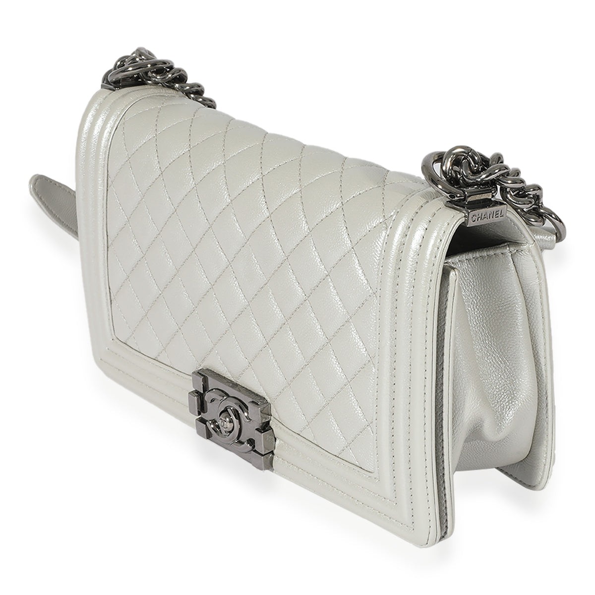 Chanel Silver Quilted Caviar Medium Boy Bag, myGemma, GB