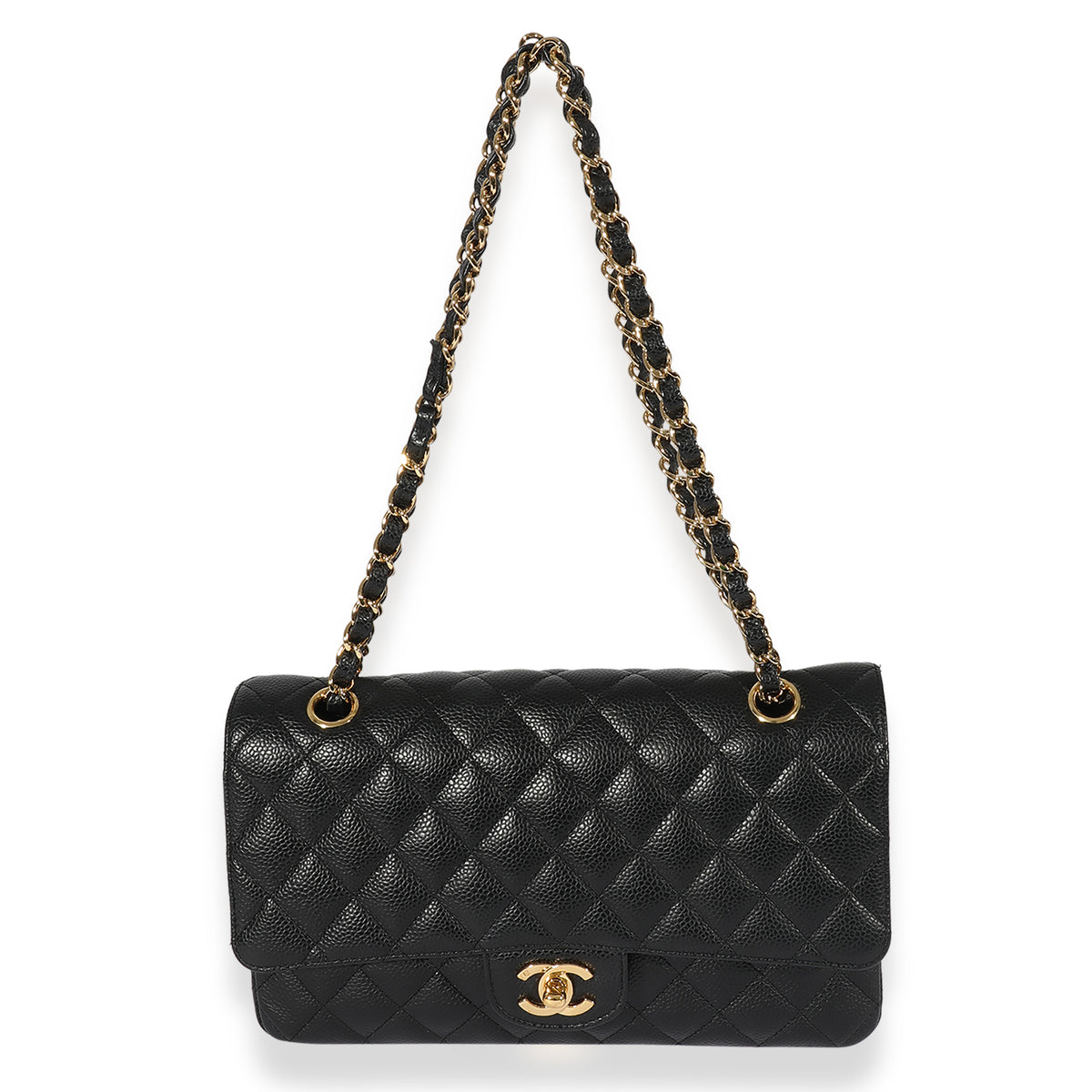 Chanel Black Quilted Caviar Medium Classic Double Flap Bag