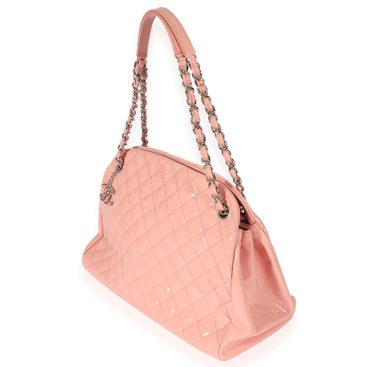 Chanel Pink Patent Mademoiselle Large Bowling Bag