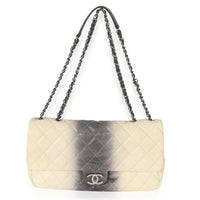 Chanel Beige & Grey Ombré Stripe Caviar Flap Bag