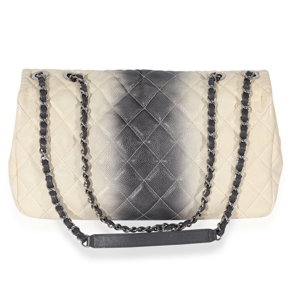 Chanel Beige & Grey Ombré Stripe Caviar Flap Bag